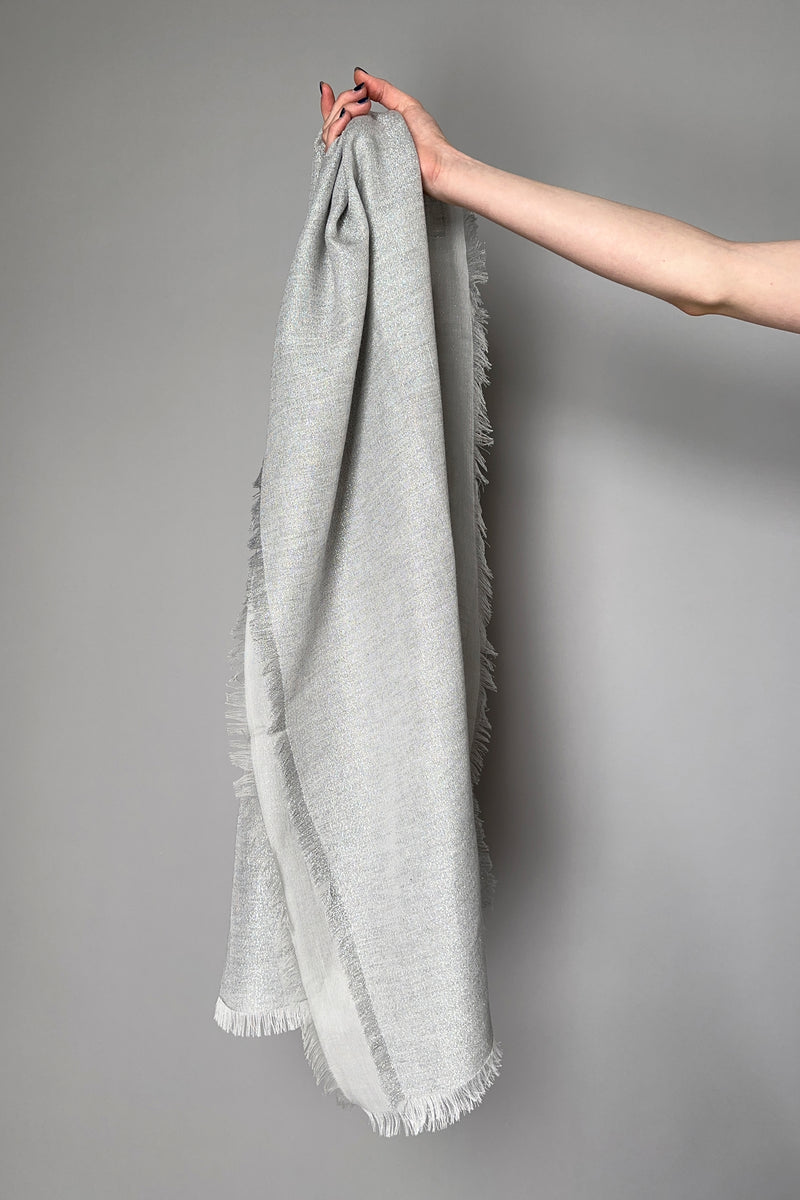 Peserico Double Layer Sparkle Scarf in Silver Grey