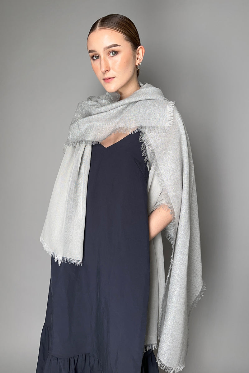 Peserico Double Layer Sparkle Scarf in Silver Grey