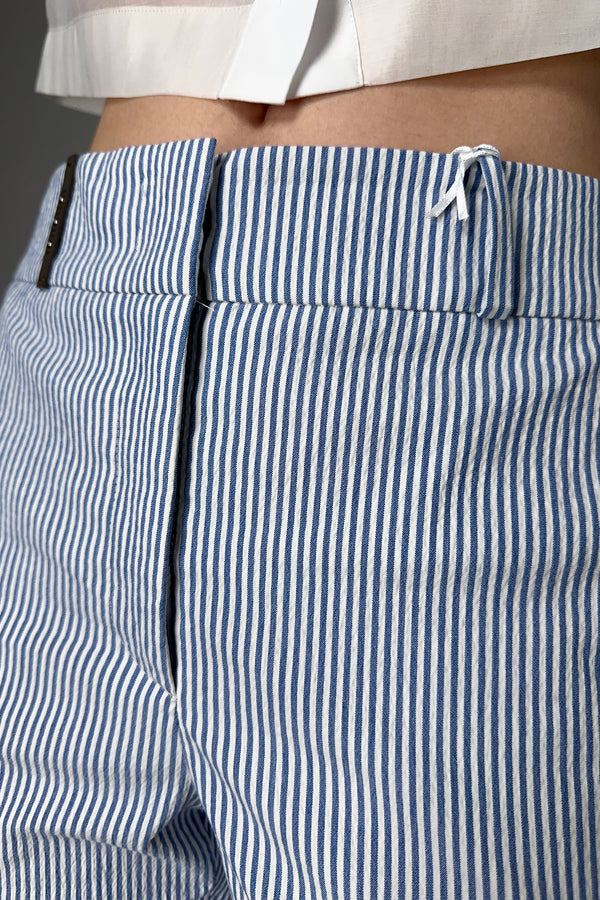 Peserico Stretch-Cotton Slim Fit Pants in Blue and White Stripes