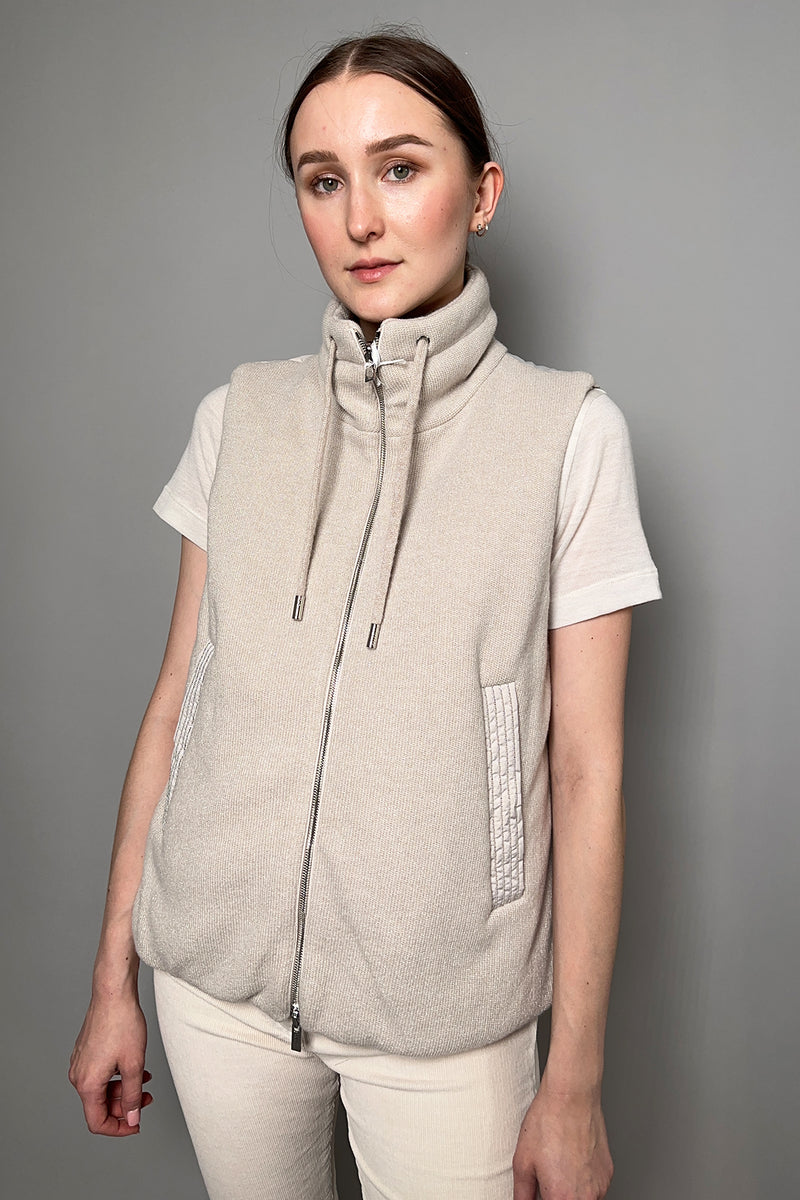 Peserico Knit Vest with Lurex in Beige - Ashia Mode – Vancouver, BC
