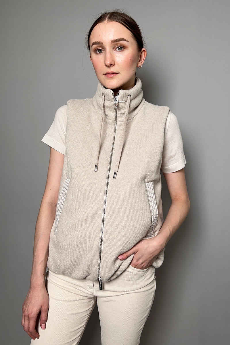 Peserico Knit Vest with Lurex in Beige - Ashia Mode – Vancouver, BC
