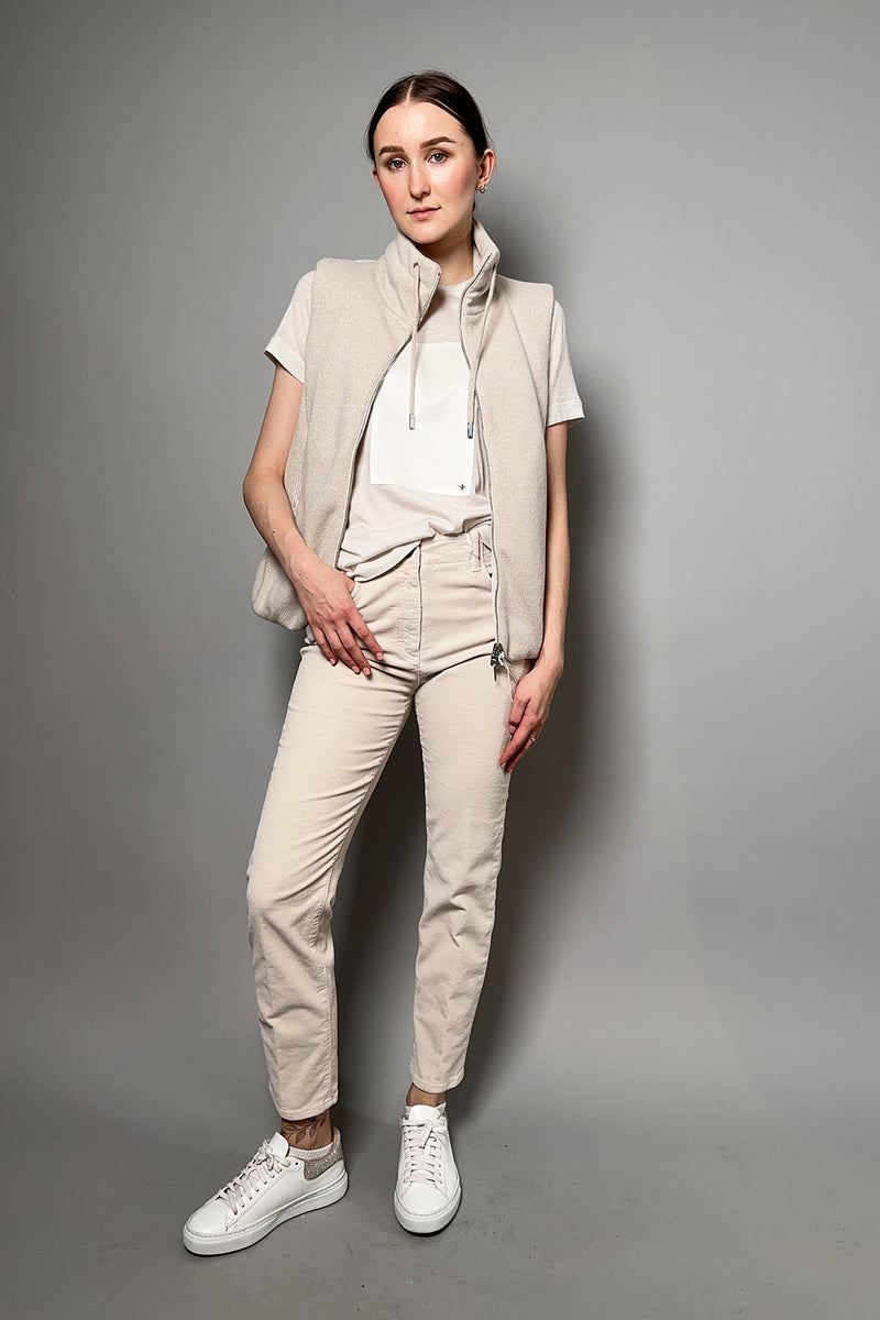 Peserico Knit Vest with Lurex in Beige - Ashia Mode – Vancouver, BC