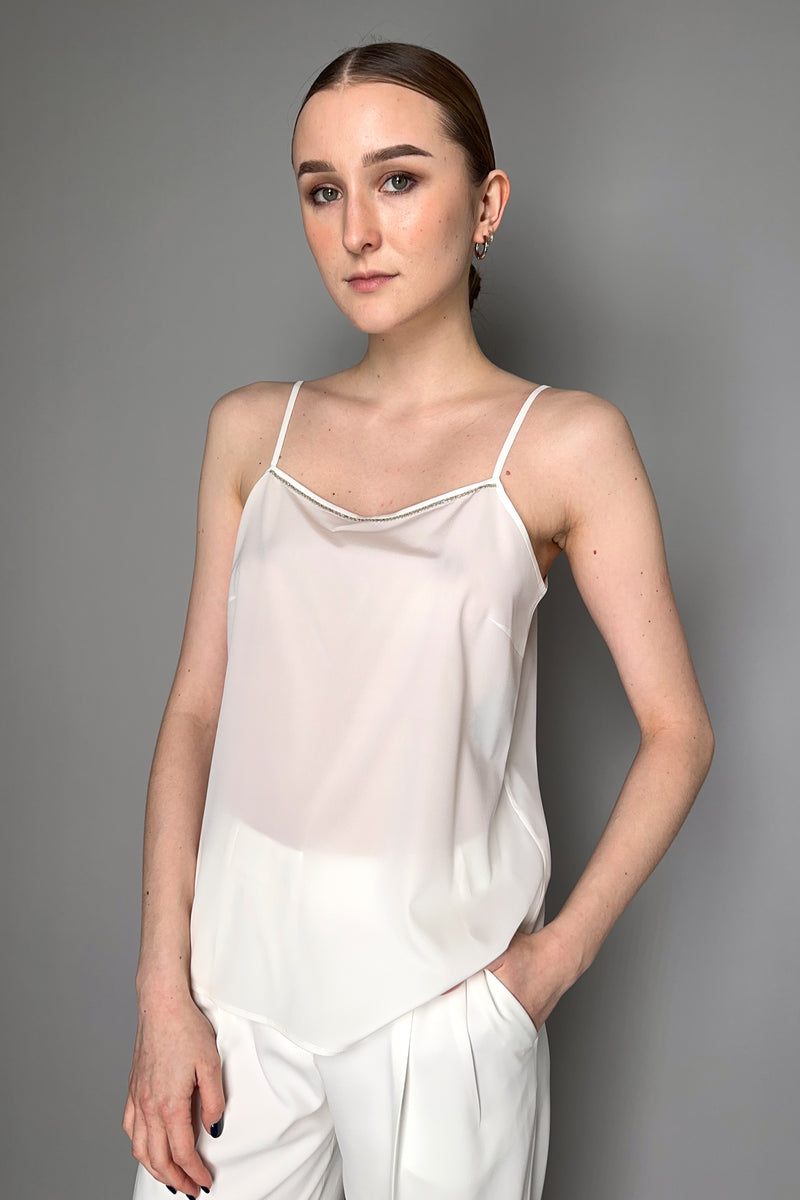 Peserico Silk Camisole in Brilliant Beading in White Vancouver. Shop Online or in Store.