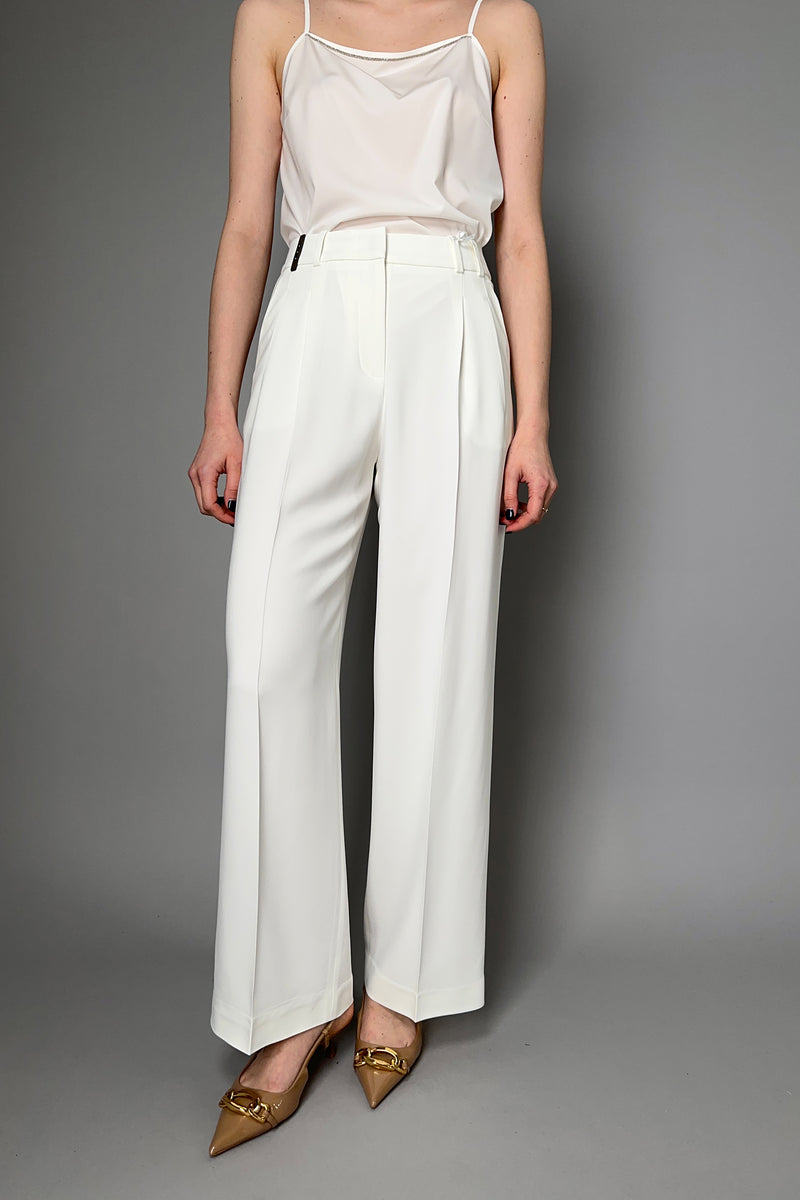 Peserico Fluid Drape Wide Leg Trousers in White Vancouver. Shop Online or in Store.