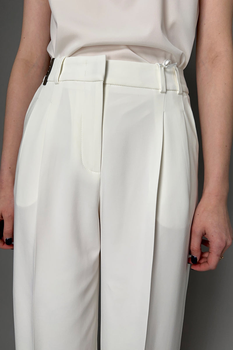 Peserico Fluid Drape Wide Leg Trousers in White