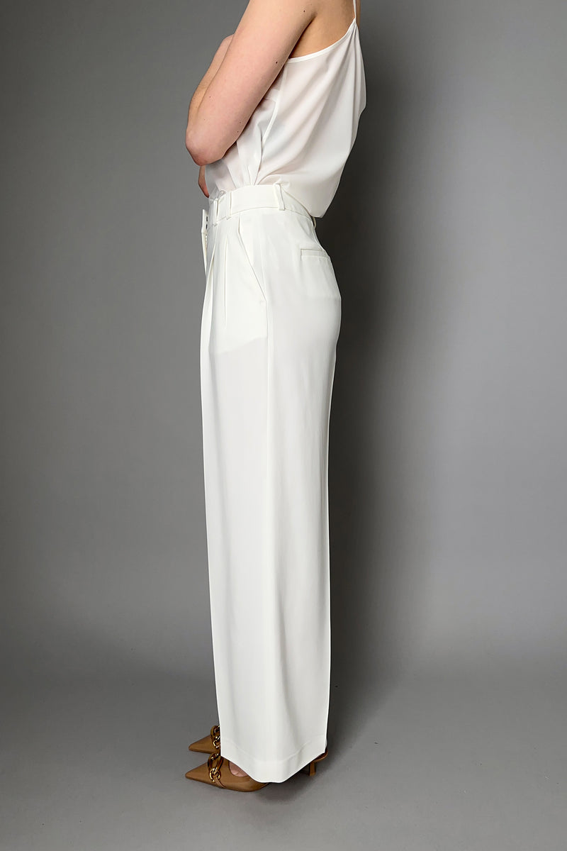 Peserico Fluid Drape Wide Leg Trousers in White Vancouver. Shop Online or in Store.