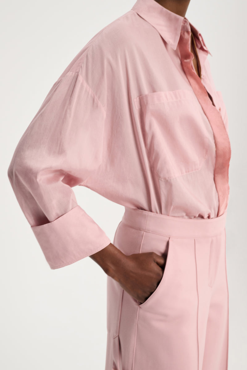 Dorothee Schumacher Oversized Shirt in Cotton Voile in Light Rose