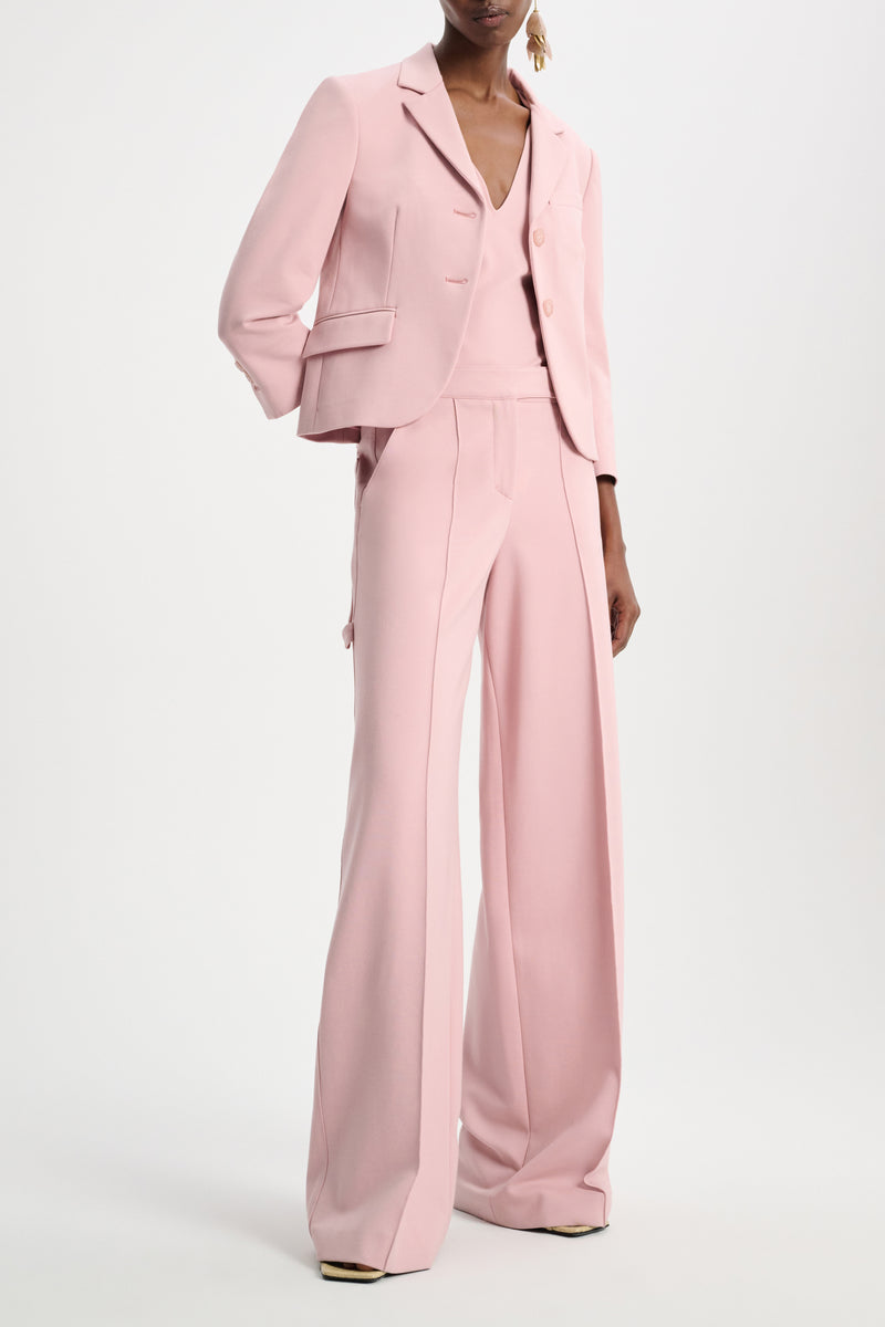 Dorothee Schumacher Wide Leg Pants in Punto Milano with Pintucks in Light Rose