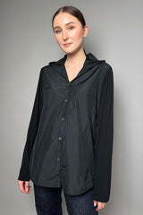 Peter O. Mahler Hooded Taffeta Shirt with Jersey Back in Black