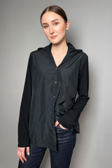 Peter O. Mahler Hooded Taffeta Shirt with Jersey Back in Black