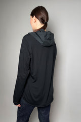 Peter O. Mahler Hooded Taffeta Shirt with Jersey Back in Black