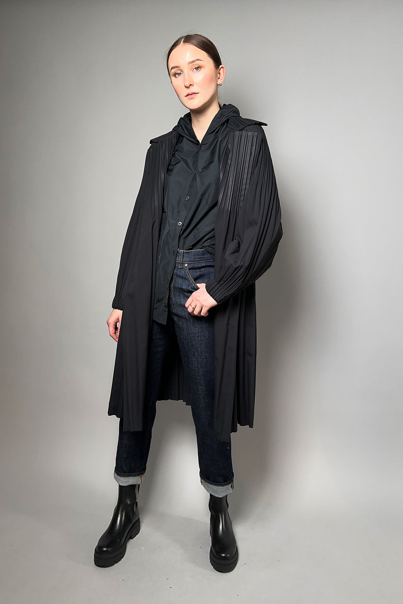 Peter O. Mahler Hooded Taffeta Shirt with Jersey Back in Black
