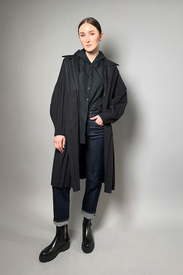 Peter O. Mahler Hooded Taffeta Shirt with Jersey Back in Black