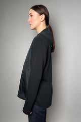Peter O. Mahler Hooded Taffeta Shirt with Jersey Back in Black