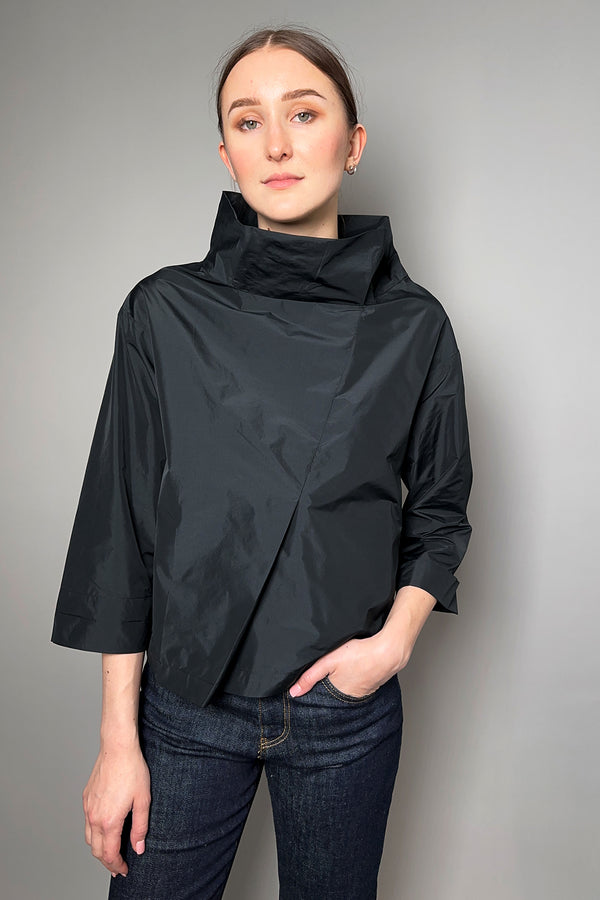 Peter O. Mahler Taffeta High Neck Top in Black