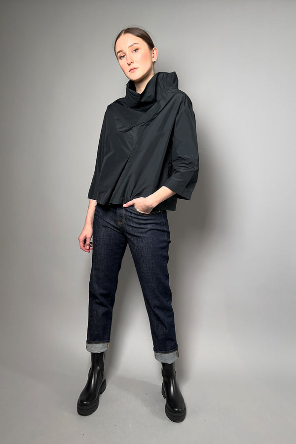 Peter O. Mahler Taffeta High Neck Top in Black