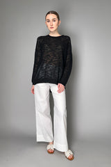 Peter O. Mahler Knitted Cotton Blend Abstract Longsleeve Top in Black