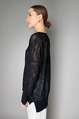 Peter O. Mahler Knitted Cotton Blend Abstract Longsleeve Top in Black