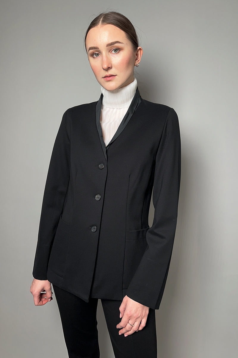 Peter O. Mahler Stretch Jersey Blazer with Taffeta Collar in Black