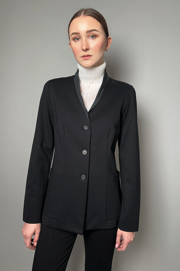Peter O. Mahler Stretch Jersey Blazer with Taffeta Collar in Black Vancouver. Shop Online or in Store.