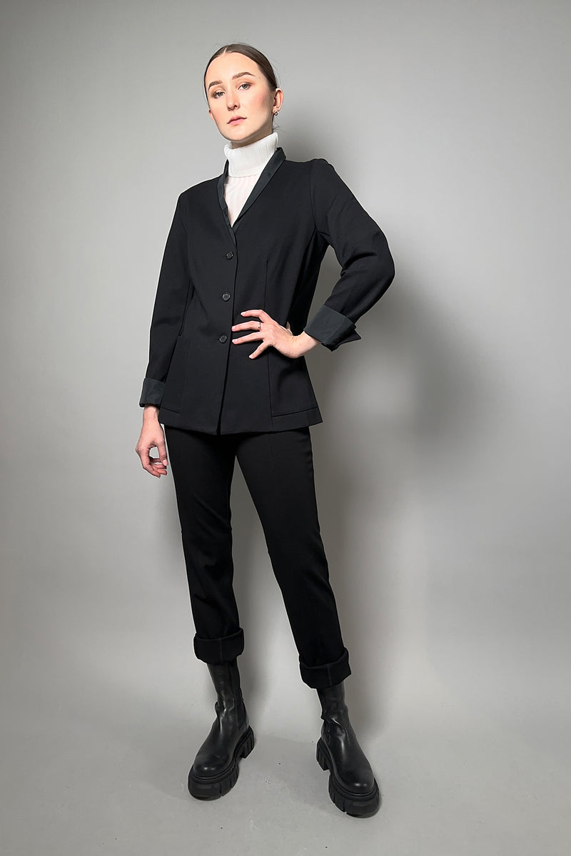 Peter O. Mahler Stretch Jersey Blazer with Taffeta Collar in Black Vancouver. Shop Online or in Store.