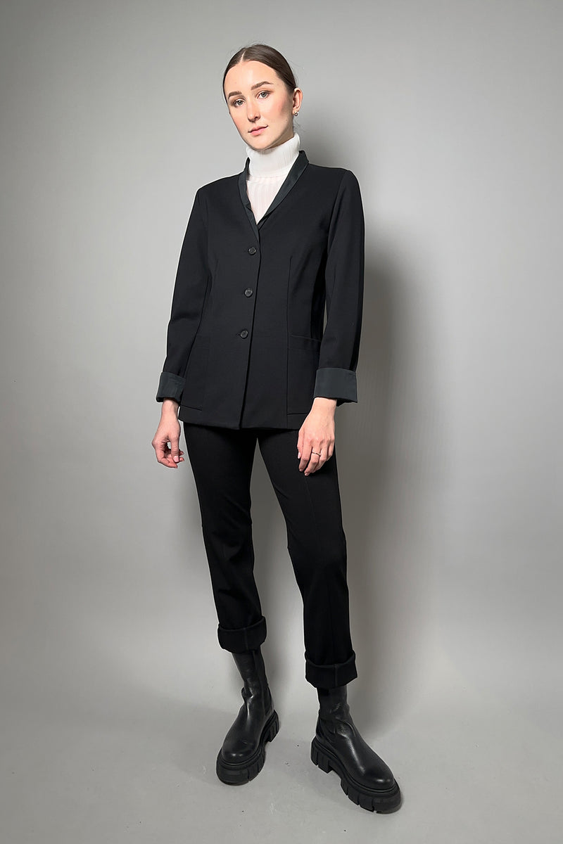 Peter O. Mahler Stretch Jersey Blazer with Taffeta Collar in Black