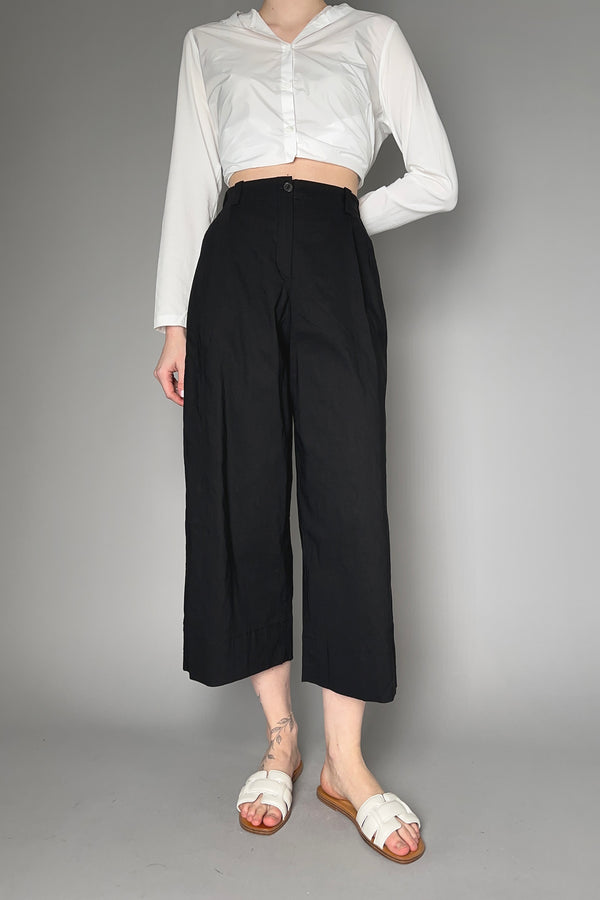 Peter O. Mahler Stretch Linen Culotte Pants in Black
