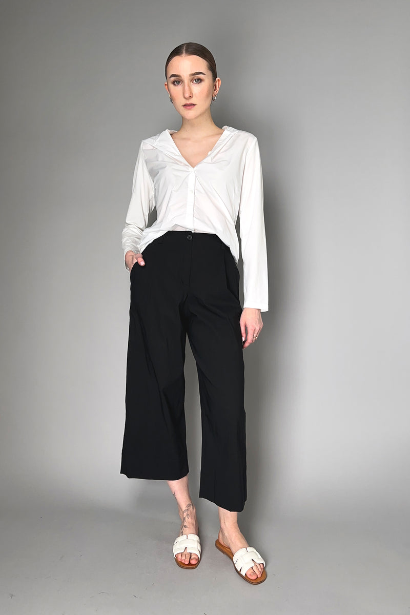Peter O. Mahler Stretch Linen Culotte Pants in Black