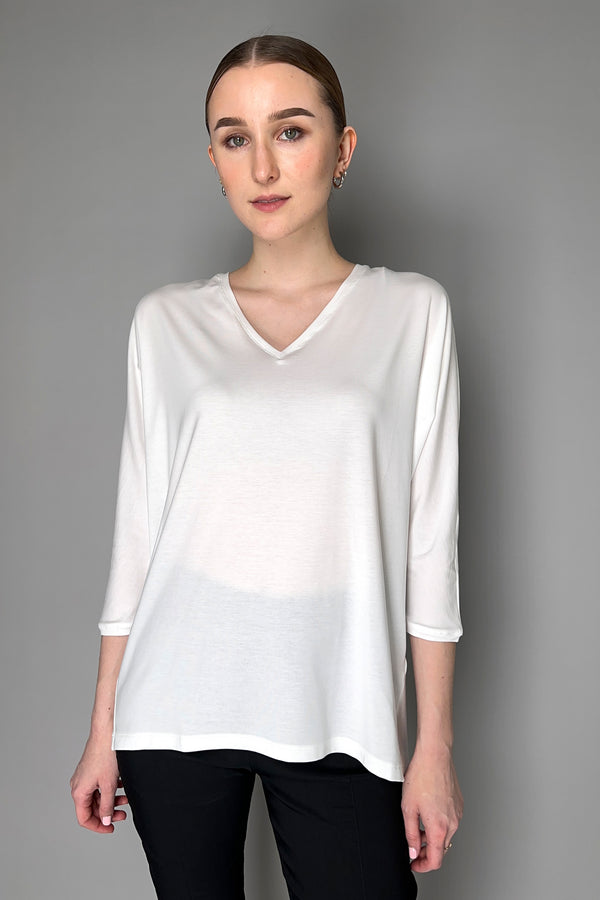 Peter O. Mahler Stretch and Drape Jersey Top in White Vancouver. Shop Online or in Store.