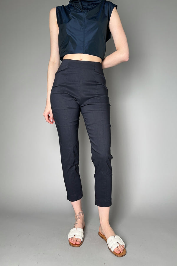 Peter O. Mahler Fitted Linen Stretch Pants in Dark Navy