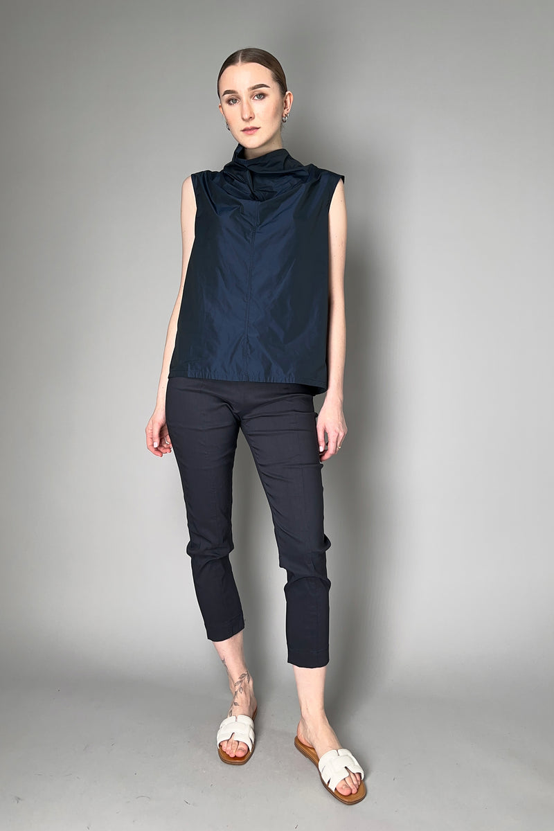 Peter O. Mahler Fitted Linen Stretch Pants in Dark Navy