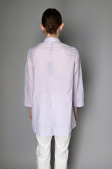 Peter O. Mahler Long Button-Up Striped Taffeta Blouse in Lilac