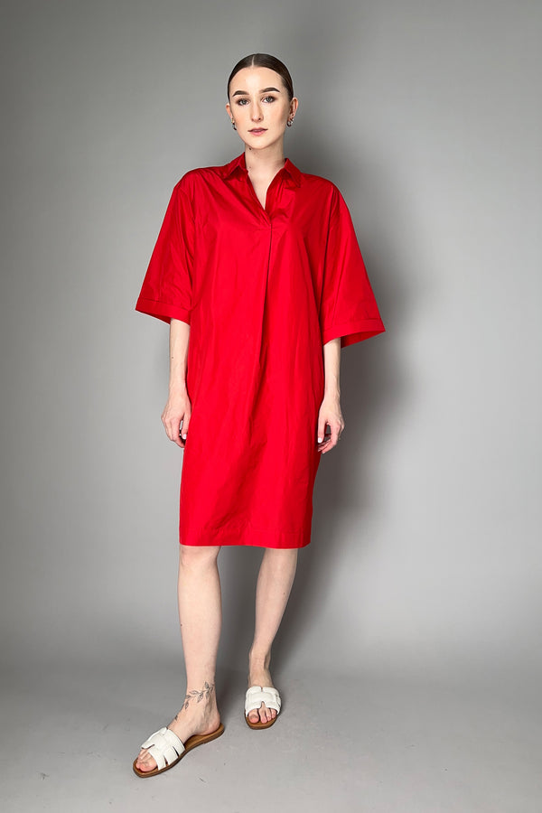 Peter O. Mahler Taffeta Dress With Kimono Sleeves in Red