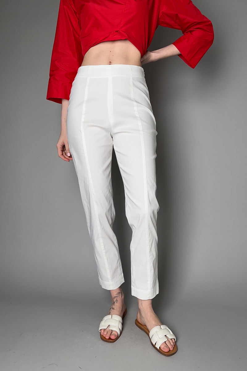 Peter O. Mahler Straight Leg Linen Stretch Pants in White Vancouver. Shop Online or in Store.