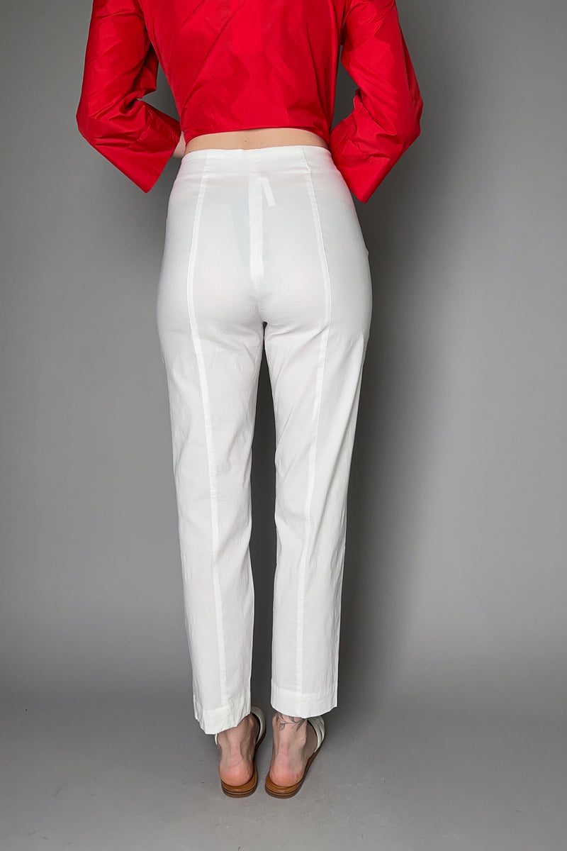 Peter O. Mahler Straight Leg Linen Stretch Pants in White