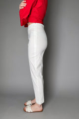 Peter O. Mahler Straight Leg Linen Stretch Pants in White