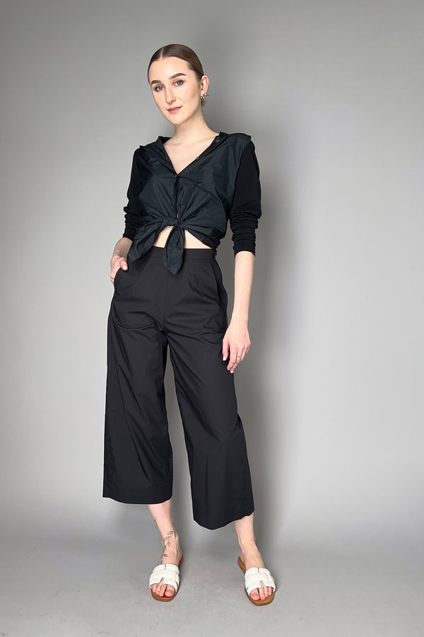 Peter O. Mahler Cropped Wide Leg Cotton Pants in Black
