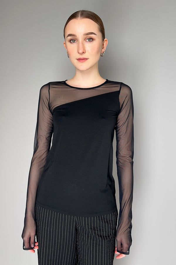 Peter O. Mahler Tulle and Jersey Asymmetrical Top in Black Vancouver. Shop Online or in Store.