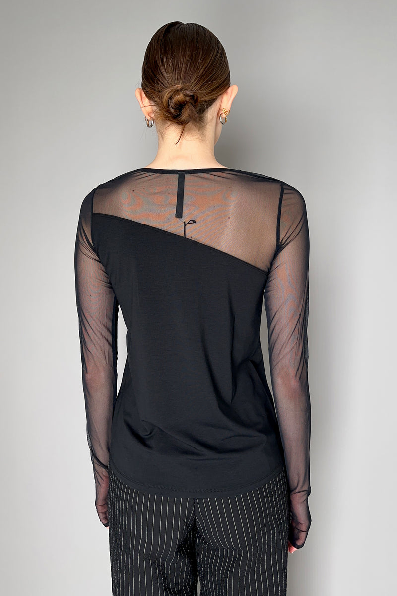 Peter O. Mahler Tulle and Jersey Asymmetrical Top in Black