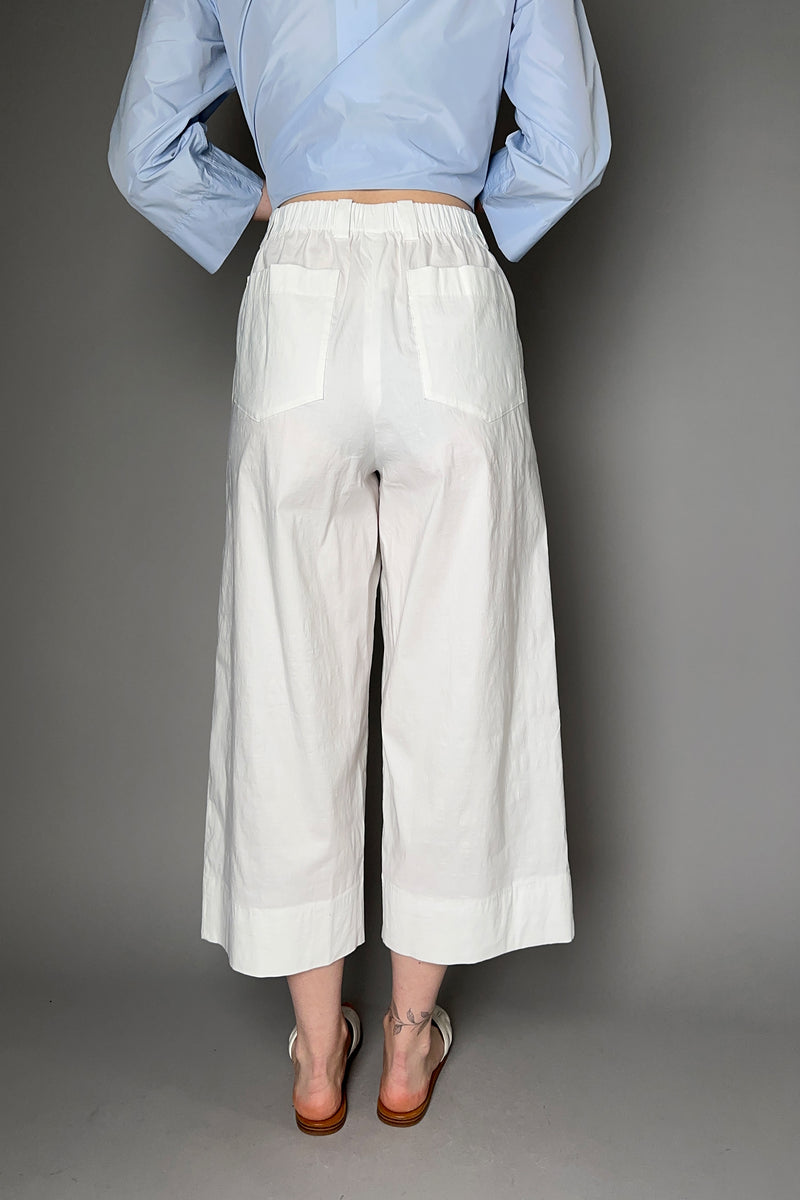 Peter O. Mahler Stretch Linen Culotte Pants in White