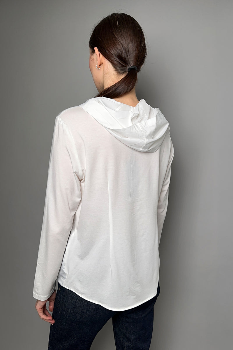 Peter O. Mahler Hooded Taffeta Shirt with Jersey Back in White