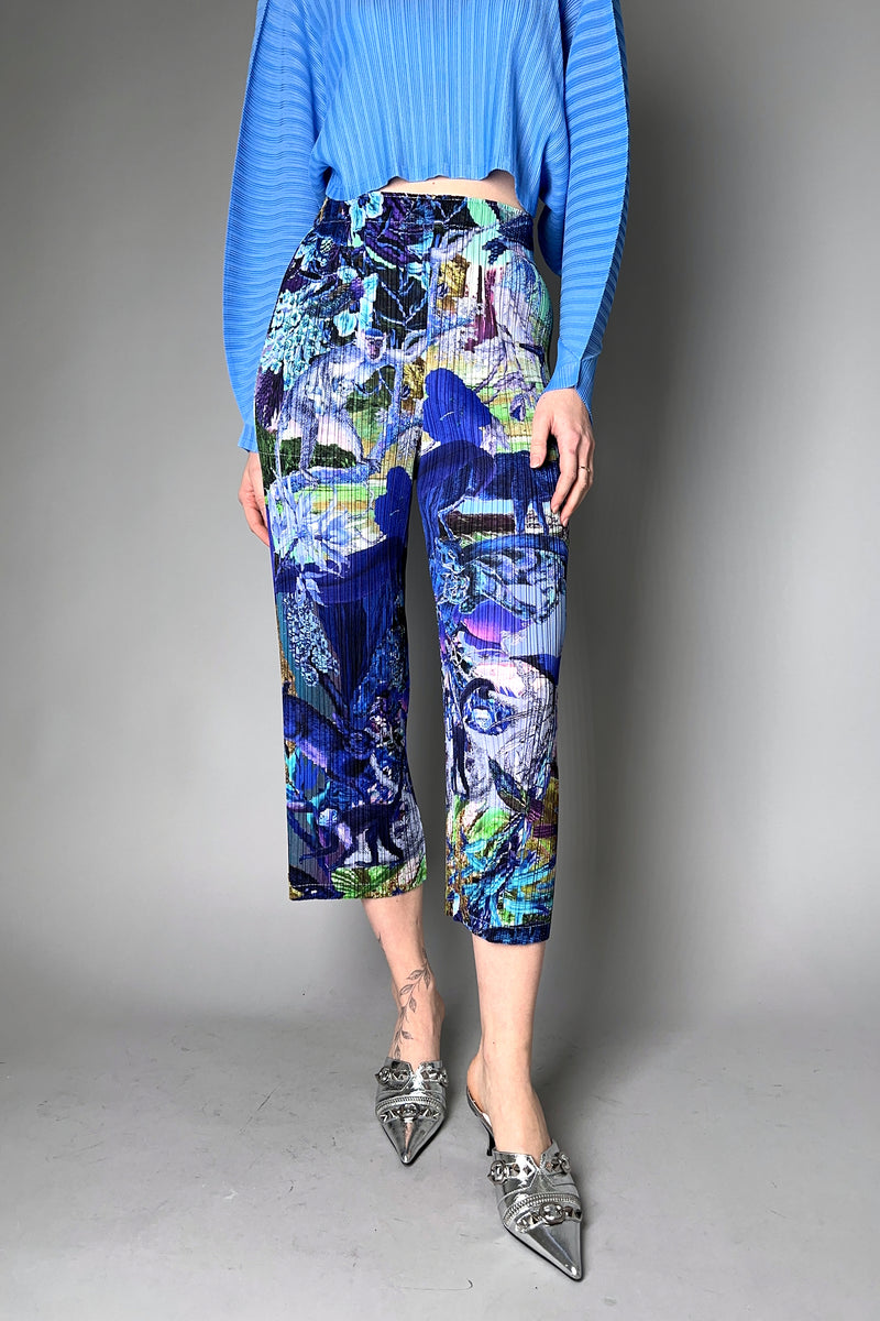 Pleats Please Issey Miyake Aurora Jungle Pants in Blue- Ashia Mode- Vancouver, BC