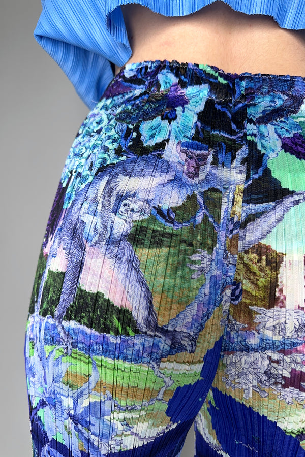 Pleats Please Issey Miyake Aurora Jungle Pants in Blue