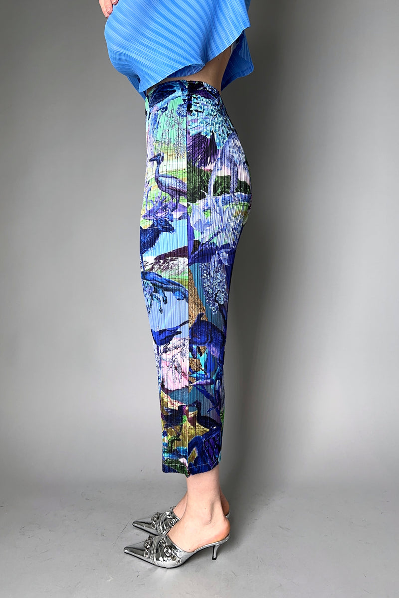 Pleats Please Issey Miyake Aurora Jungle Pants in Blue Vancouver. Shop Online or in Store.