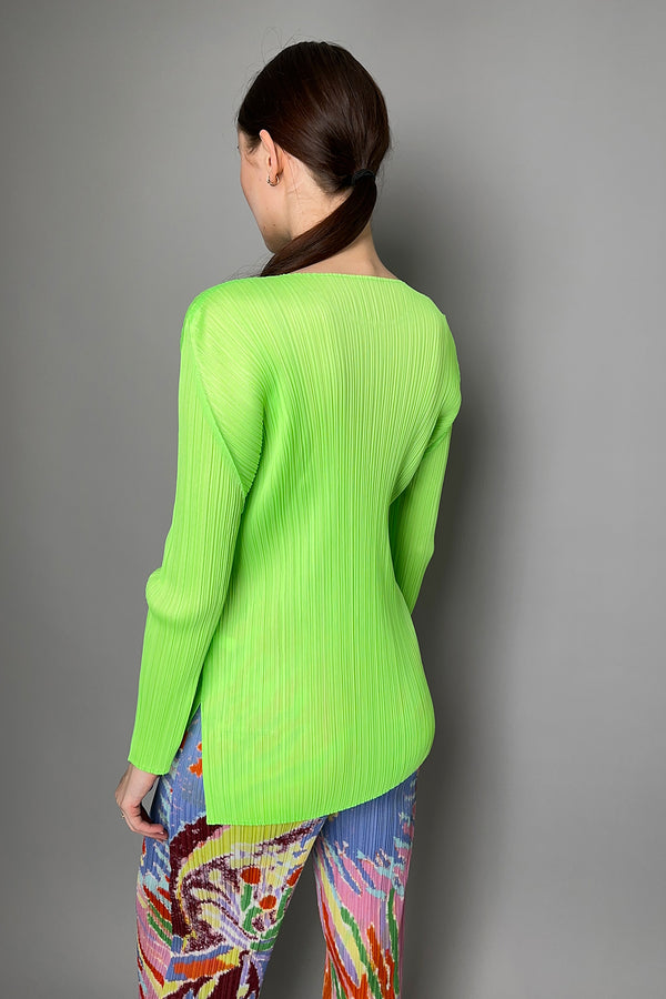 Pleats Please Issey Miyake Monthly Colours September Top in Neon Green Vancouver. Shop Online or in Store.