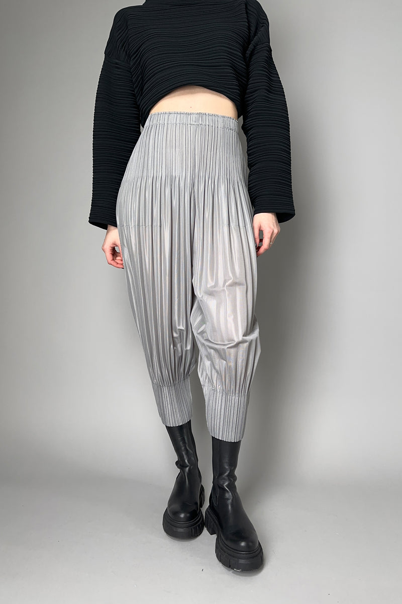 Pleats Please Issey Miyake Fluffy Basics Pant in Light Grey Vancouver. Shop Online or in Store. 