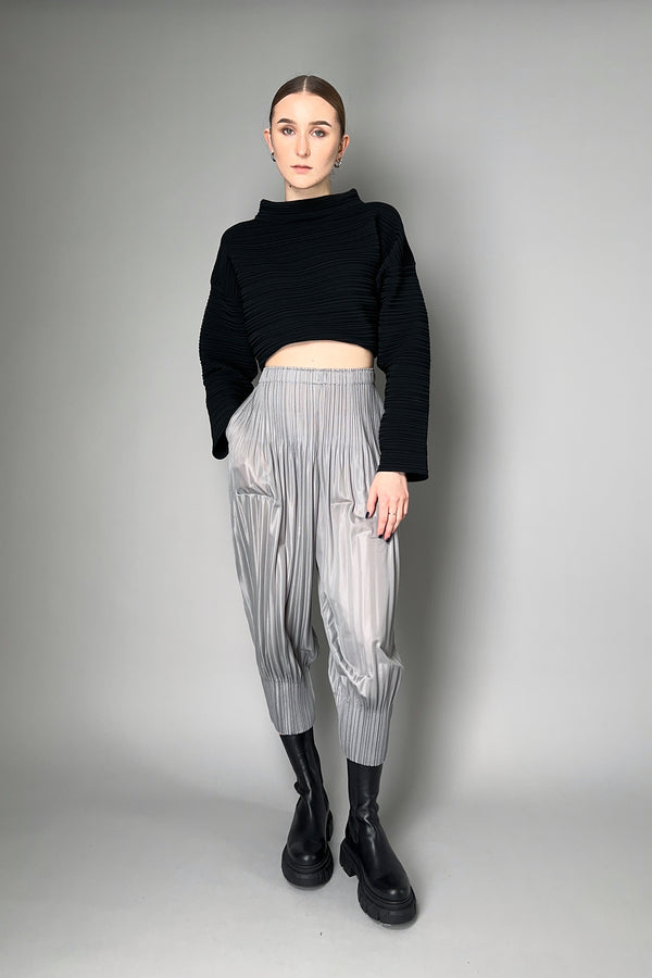 Pleats Please Issey Miyake Fluffy Basics Pant in Light Grey Vancouver. Shop Online or in Store. 