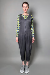 Pleats Please Issey Miyake Fluffy Basics Jumpsuit in Dark Grey Vancouver. Shop Online or in Store. 
