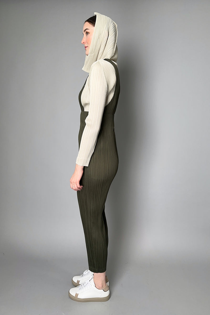 Pleats Please Issey Miyake Monthly Colours September Jumpsuit in Khaki Green- Ashia Mode- Vancouver, BC