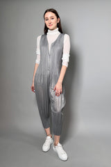 Pleats Please Issey Miyake Fluffy Basics Jumpsuit in Light Grey Vancouver. Shop Online or in Store. 